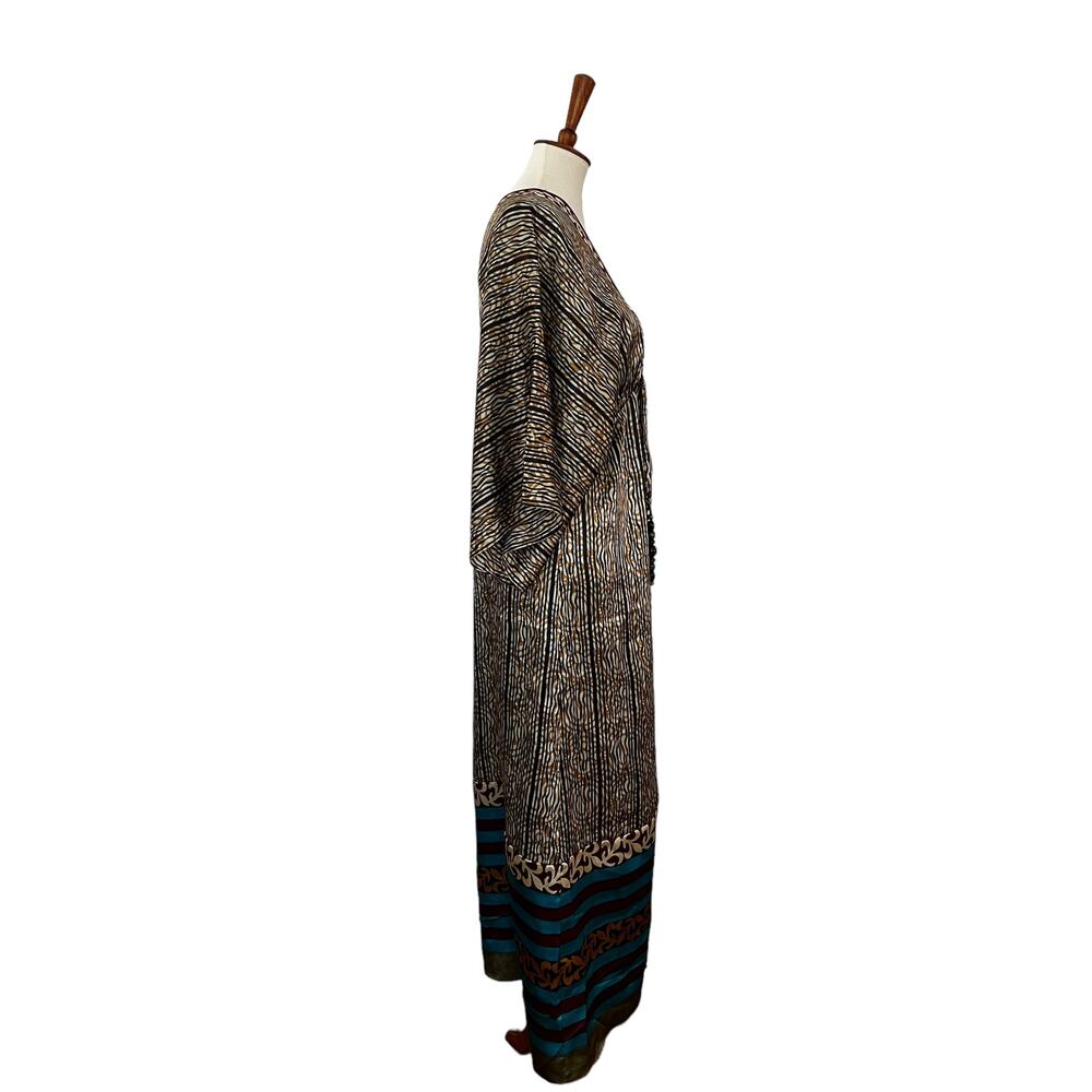 Soft Surroundings Womens Kimono Dress Maxi Multi Print Beaded String XS - Picture 2 of 7